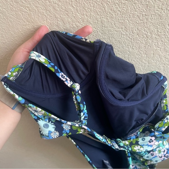 NWOT Aerie Blue Green Floral One Piece Bustier Swimsuit Womens Size Large - Picture 3 of 10